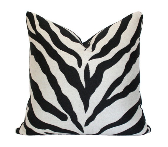 Zebra Pillow Cover with Velvet Back 17x17