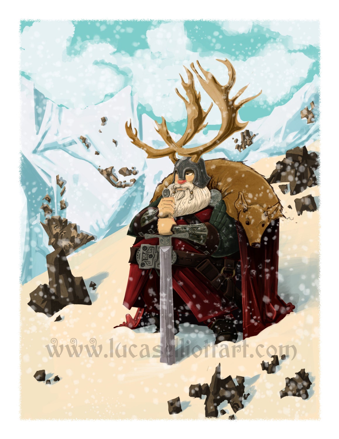 The True King in the North (8.5" x 11" Santa Warrior Digital Print)