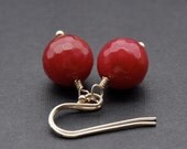 Ruby Red Earrings, Quartz Dangle Earring, Silver Wire Jewelry