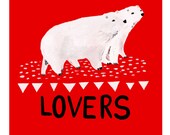 A4 Polar Bear Lovers illustration print
