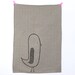 Bird tea towel - Funny Bird grey linen dishcloth - Eco friendly tea towel