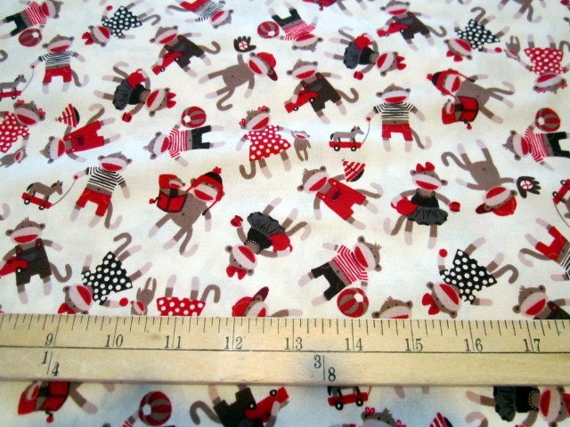 Monkey Around Sock Monkeys Toss by Bethany Berndt Shackelford for Quilting Treasures