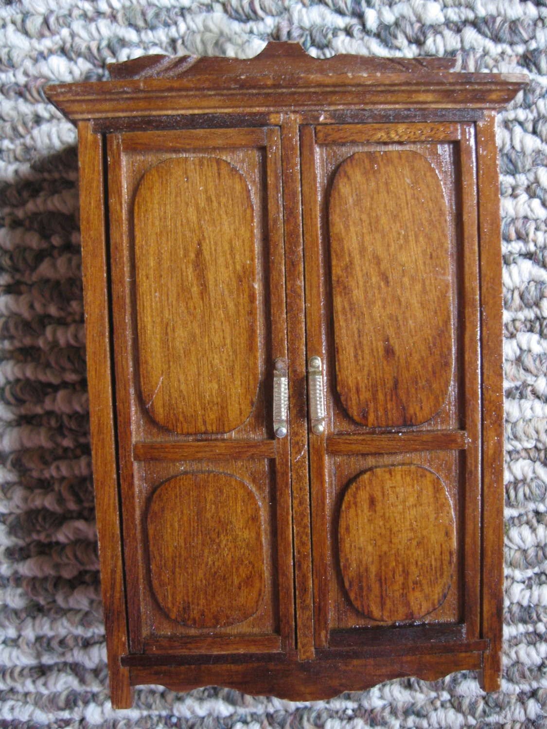 Sale 1:12 Dollhouse Furniture Wardrobe damaged on top 6 1/2 tall  4 1/2 w