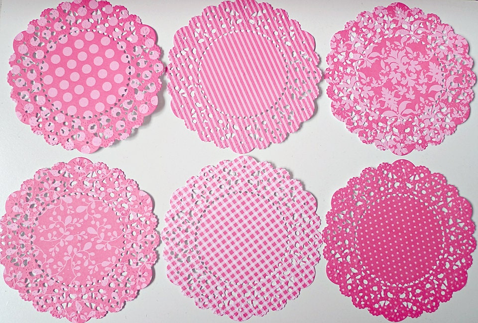 Parisian Lace Doily Berry Sorbet for Scrap booking or card making / pack