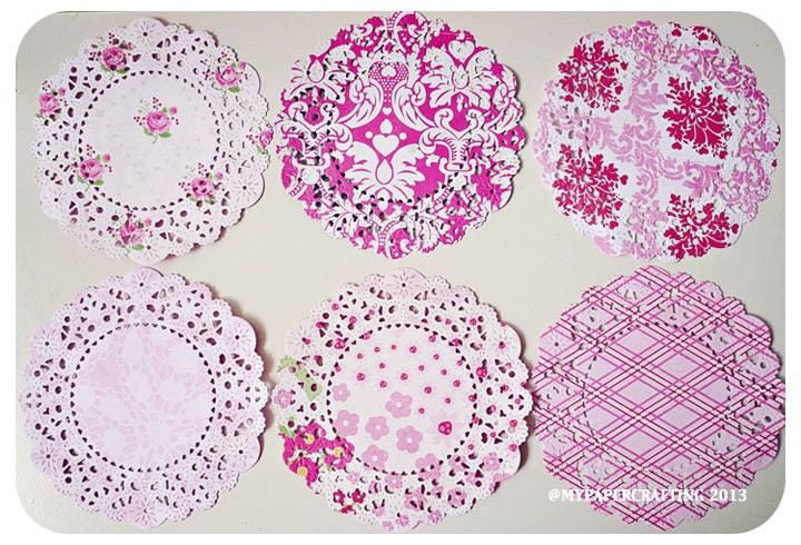 Parisian Lace Doily Love Story echo park for Scrap booking or card making / pack