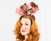 vintage 1940s hat / ostrich feather hat / Showgirl