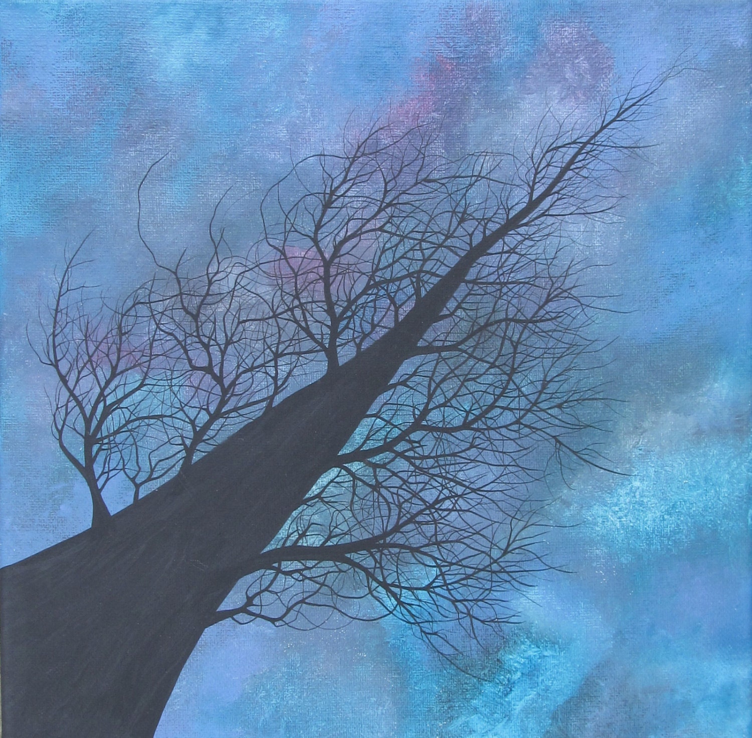 Beneath Our Tree- Original Acrylic Painting on Stretched Canvas.  Tree, Sky, Beautiful