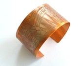 Copper cuff bracelet, etched copper zentangle design cuff bangle