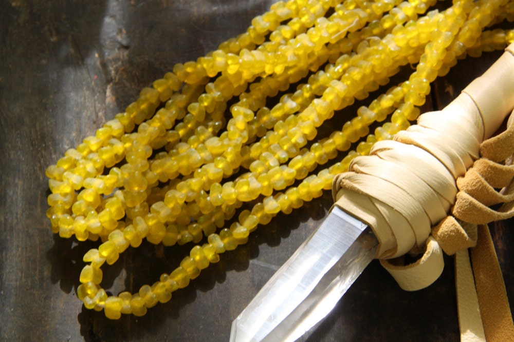 Mellow Yellow Triangle: Geometric Recycled Ghana Glass Beads / 8-9x5mm / Craft Supplies, Large Hole African Beads