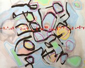 Original Abstract Painting on paper, 8"x8" square, Expressionist Modern ART