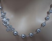Gray Swarovski Pearl and Flower Bridal Bridesmaids Necklace, The Denise