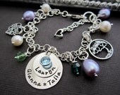 Personalized Jewelry, Personalized Bracelet, Hand Stamped Jewelry, Mother Bracelet, Charm Bracelet, Made Completely of Sterling Silver