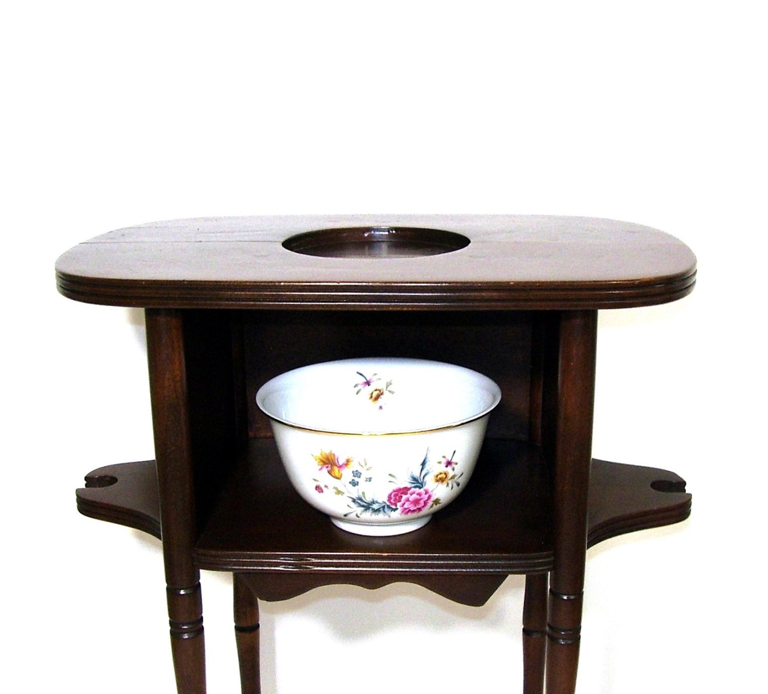 Vintage Wood Table Antique Furniture Walnut Pipe Stand