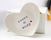 Personalised wedding ring dish custom porcelain heart wedding ring bearer bowl
