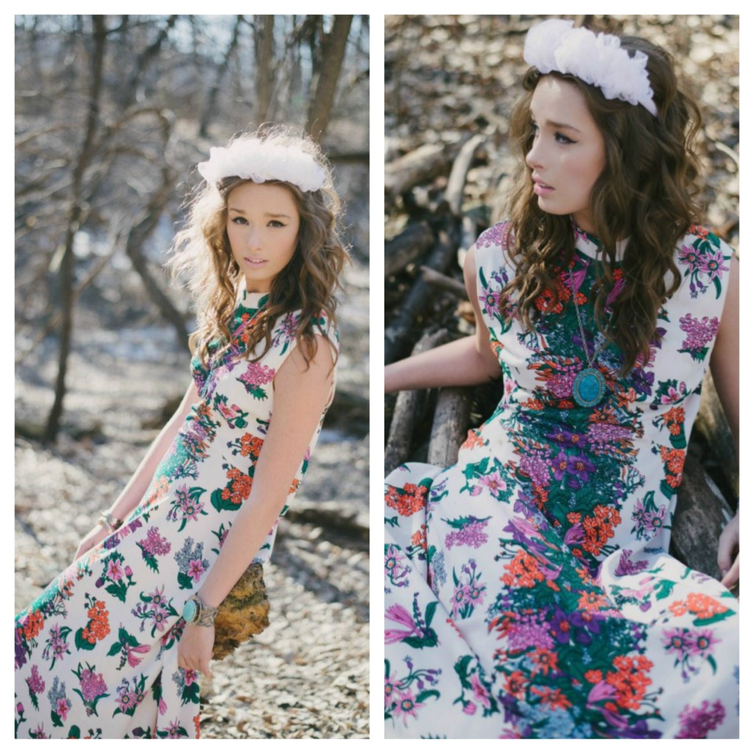 Vintage 70s Floral Maxi Dress