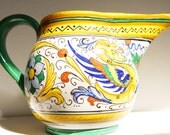 Vintage Italian Wine Pitcher Carafe DERUTA Italian Art Pottery VOLPI