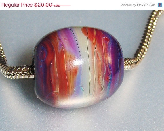 SALE Handmade Lampwork Dark Purple, Magenta, and Blue Troll Bead (1)- Arizona Skies Collection - LEteam