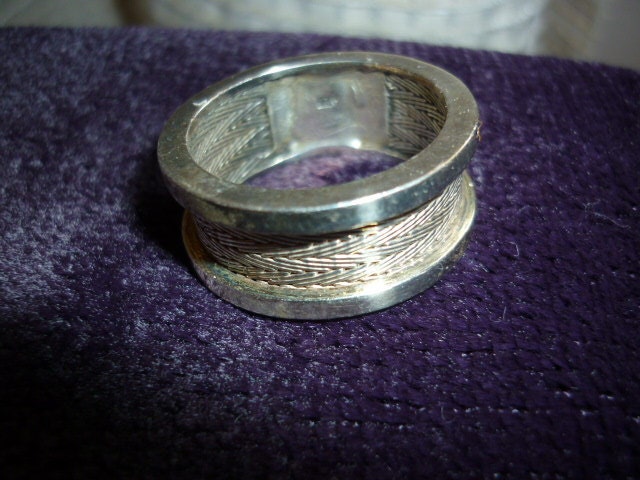 Vintage Sterling Ring Woven Pattern handcrafted Heavy sz 11