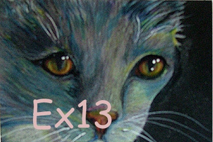 Blue Cat Postcard Post Card 4 x 6 Art Cat Ready To Mail Print Handmade