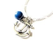 Sailor Necklace Nautical Necklace Anchor Necklace Navy Blue Charm Necklace Summer Fashion Sailor Jewelry