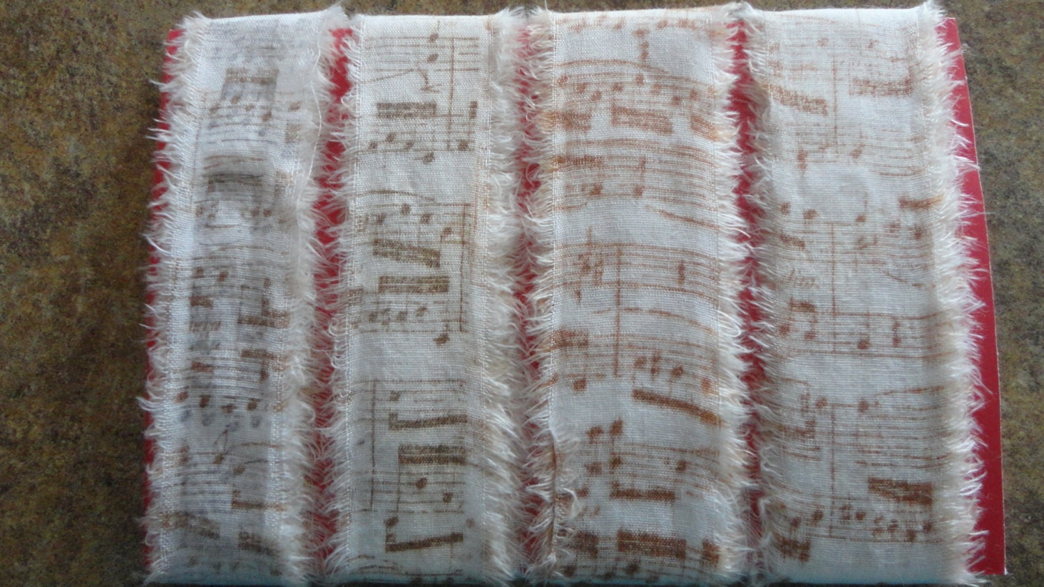 Cottage Chic hand torn Cotton Ribbon, sheet music stamped