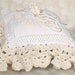 Ring Bearer Pillow, Wedding Ring Pillow, Bridal Pillow, Ivory, White, Crocheted, Lace, Swarovski  Crystals, Flowers