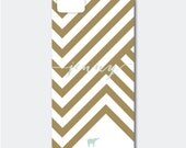 iPhone 5 or 4/4S Case - Chevron Inspired Design in Gold and Pool, Customized with your Name