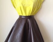 Vegan Leather Circle Skirt by Lavender in Brown