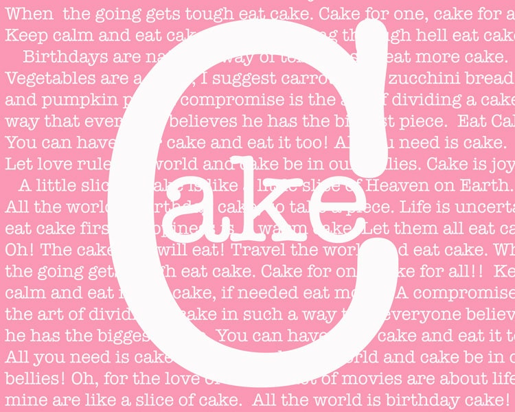 Custom Print - Cake Quotes - 8 x 10 print in PINK