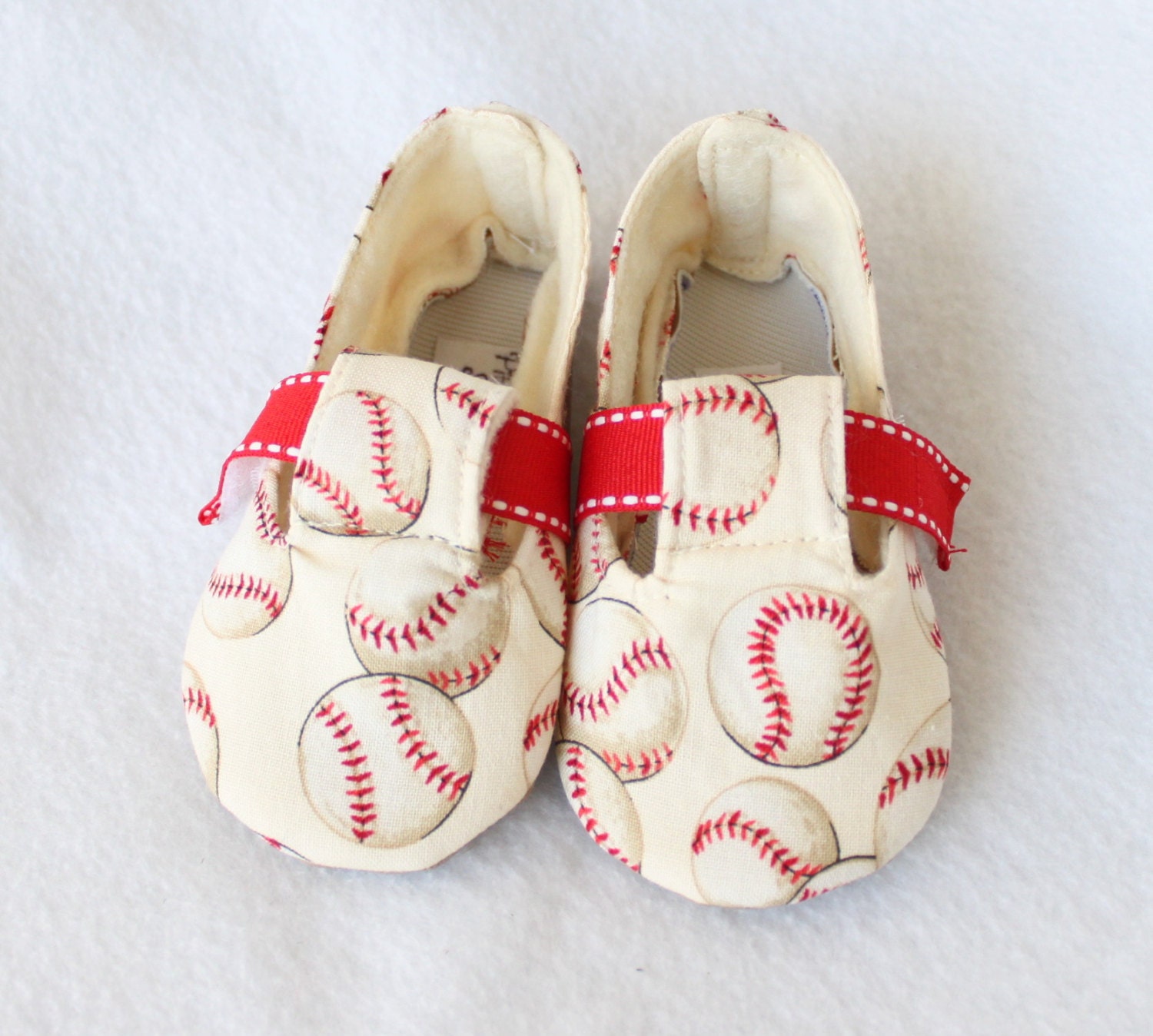 LIL SLUGGER-Baseball, Novelty, Red, White Baby Boy Fabric, Cloth Bootie Toddler