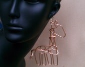 Gold Tone Wire Giraffe Earring