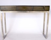 Han Console Table with drawer / Stained reclaimed wood with welded steel frame / welded metal legs