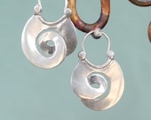 Smaller Plain Curl Earrings - Hoop-style - sterling