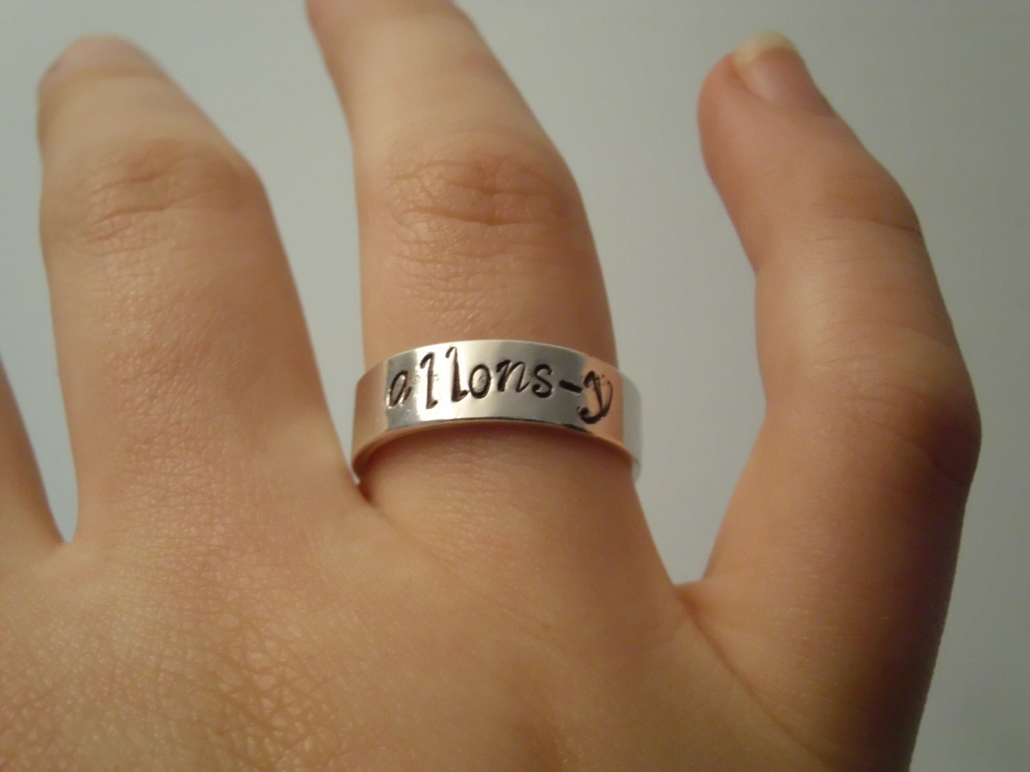 Allons-y Doctor Who Inspired Tenth Doctor David Tennant Hand Stamped Handmade STERLING SILVER Ring Size 8 ONLY