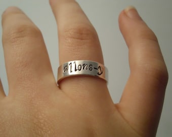 Allons-y Doctor Who Inspired Tenth Doctor David Tennant Hand Stamped Handmade STERLING SILVER Ring Size 8 ONLY
