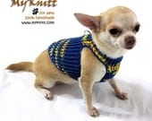 Blue Yellow Classic Dog Collar Sweater Pet Harness D Ring Puppy Clothes Small Dog Clothing Cat DH22