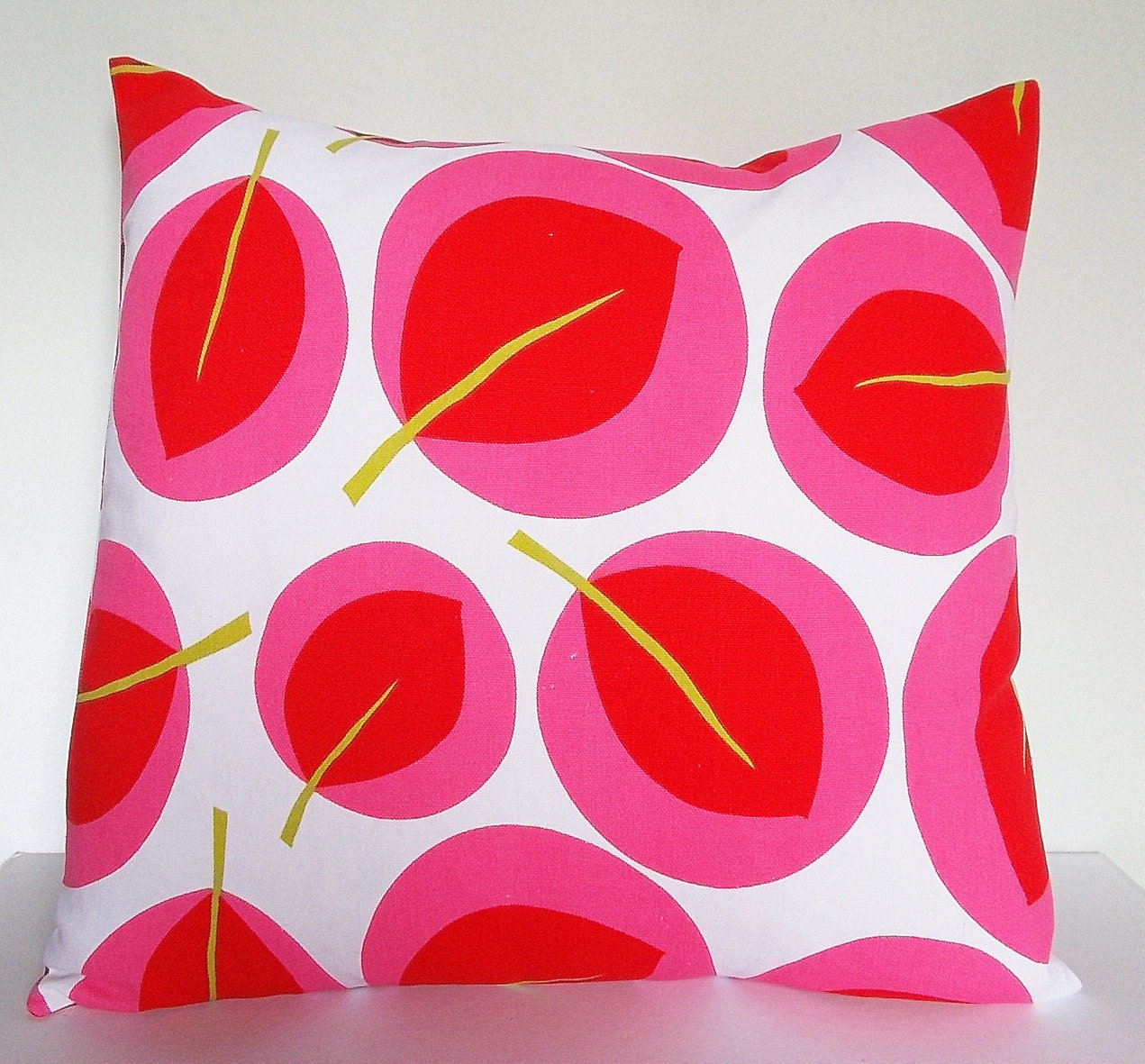 decorative pillow - floral pillow cover - pink pillow - flower pillow - red pillow - bright pillow - traditional pillow