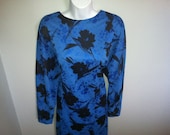 Vintage 1980s Plus size floral hipster new wave funky secretary dress