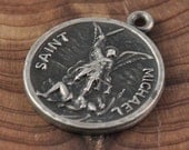 Holy Saint Michael Vintage Siver Medal on 18 inch sterling silver rolo chain