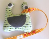 Sophie TOY TETHER LEASH Sippy Saver, For Baby Carriers Strollers, Orange White Polka Dot