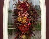 Summer Wreath Fall Wreath Thanksgiving Teardrop Vertical Door Swag Decor.."Autumn Enchantment"