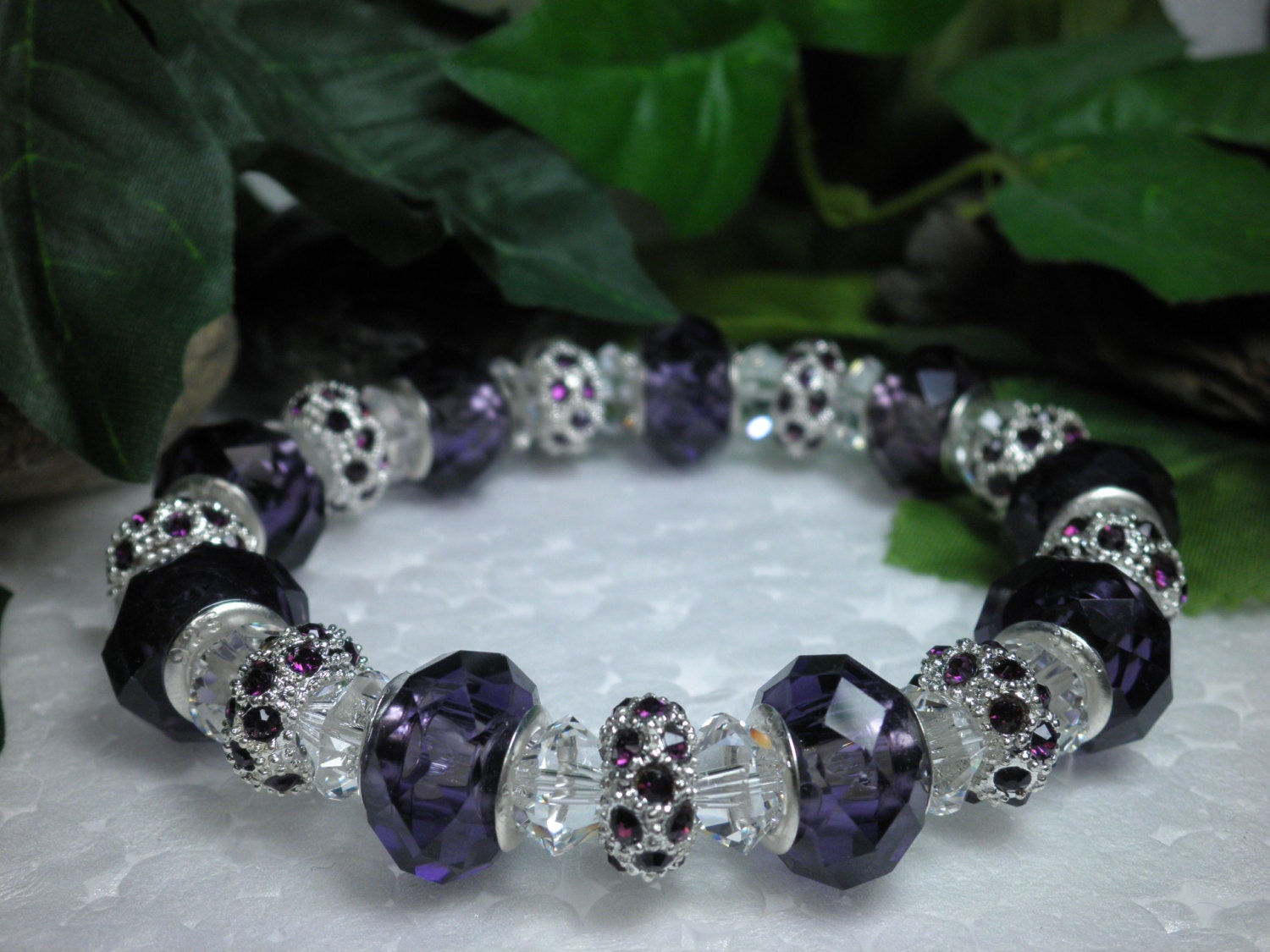 Purple Galaxy Crystal Stretch Bracelet