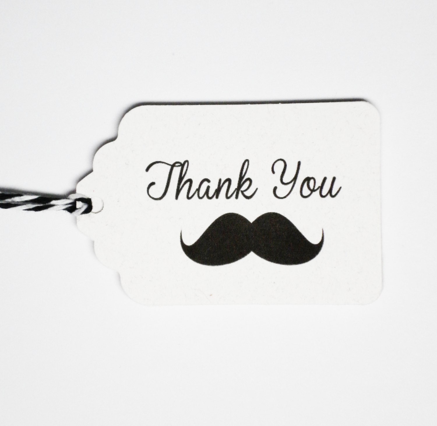 15 Recycled Thank You Mustache - You Pick the Color Twine Wedding Favor Tags on Kraft Brown - ECO FRIENDLY- Large