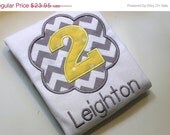 HUGE SA:E- Yellow and Gray Chevron Personalized Birthday Shirt /Onesie, 1st birthday, 2nd birthday, 3rd birthday, 4th birthday, 5th birthda