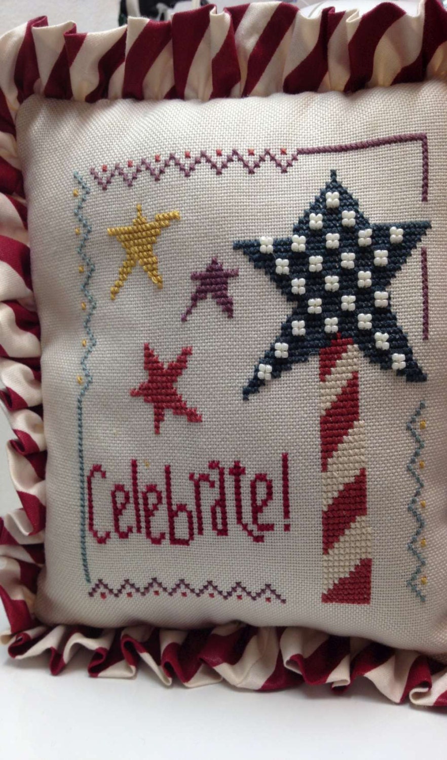 Cross Stitch Celebrate beaded accent pillow
