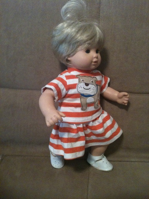 15 inch baby doll (modeled by Bitty Baby) Summer skirt set