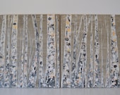 Neutral Toned Abstract Aspen Tree Scene, Large Art, 24x40, Multi Panel by MyImaginationIsYours