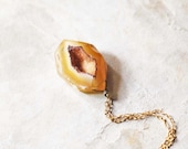 no. 146 - caramel druzy on vintage brass chain necklace