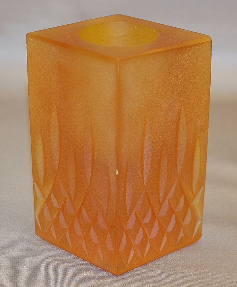 Vintage "SASHA B" orange diamond shaped resin candle holder