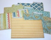 Divider Cards of Formica - Set of 6 Yellow Blue and Green Custom 4x6 Recipe Divider Cards